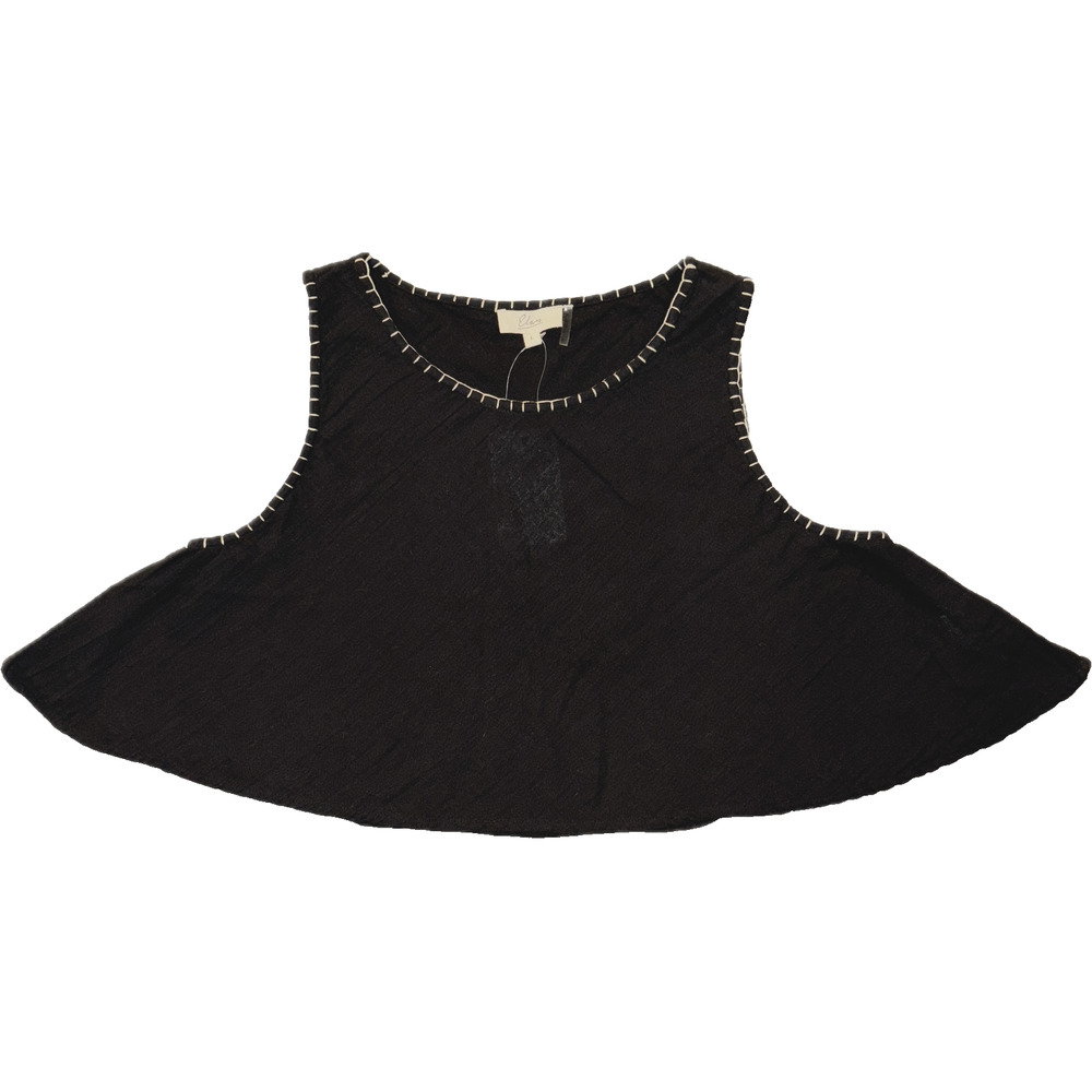 Elan Contrast Stitch A-Line Sleeveless Top Shirt Black Women's Size Large